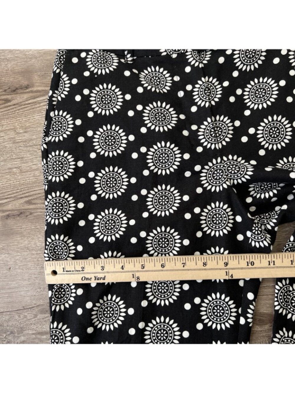 Boden Thea Linen Blend Trouser Womens 4‎ Petite Black Pattern Ankle Crop - Picture 12 of 16